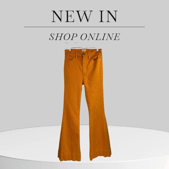 Alice + Olivia 25 Beautiful High Rise Bell-Bottom Jeans Orange Flare Denim Pant - Picture 6 of 7
